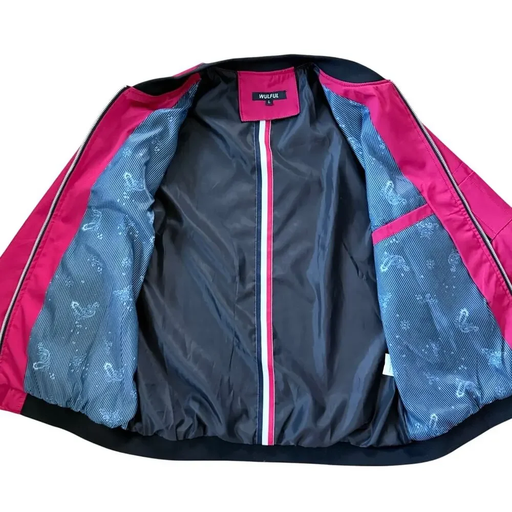 Wulful Mens Bomber Jacket Full Zip Softshell Flight Casual Jacket Size Large Red